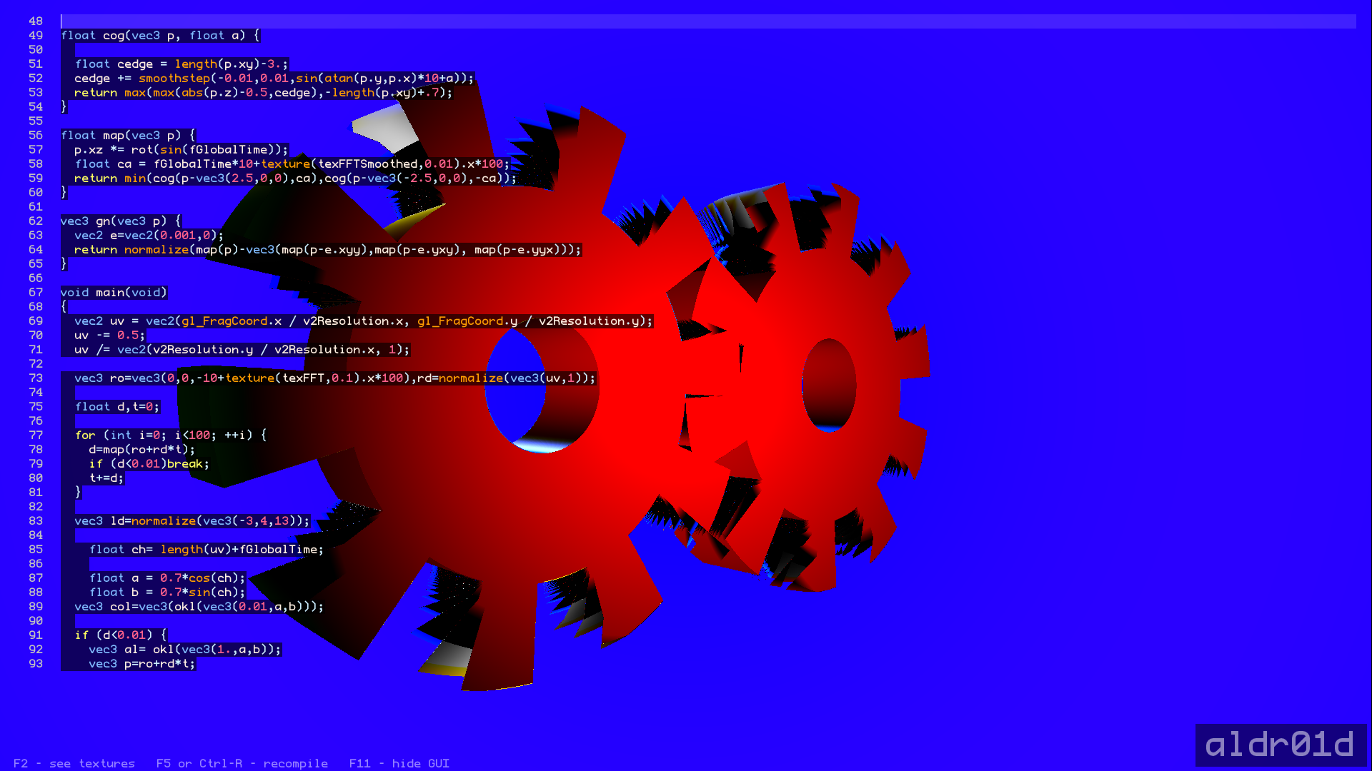 Two gears intersecting